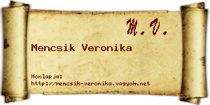 Mencsik Veronika névjegykártya